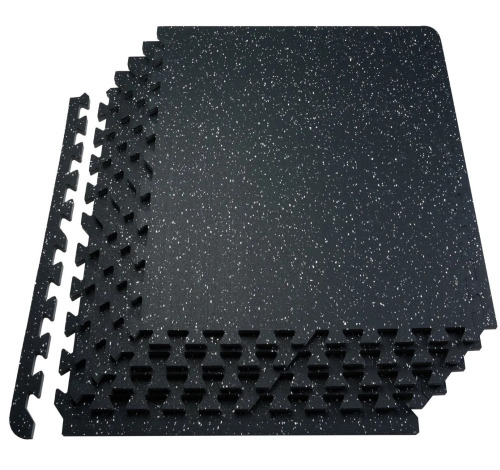 VEVOR 0.56 Inch Thick Gym Floor Mats, 6 Tiles Rubber Top with EVA Foam, 25" x 25" Gym Flooring Workout Mats with 25 sq.ft Coverage, Interlocking Puzzle Gym Mats for Gym, Home, Garage, Black & White New In Box $99