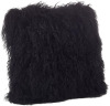 SARO LIFESTYLE Mongolian Lamb Fur Throw Pillow - Plush Textured Throw Pillow with Polyester Filled Support for Cozy Modern Decor, Luxurious Living Spaces and Bedroom Styling, 20"x20", Black New $99