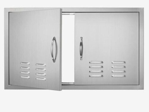 VEVOR BBQ Access Door, 36W x 21H Inch Double Outdoor Kitchen Door, Stainless Steel Flush Mount Door, Wall Vertical Door with Handles and Vents, for BBQ Island, Grilling Station, Outside Cabinet New In Box $199