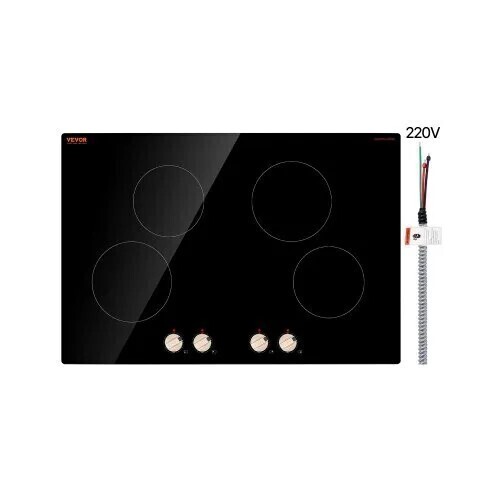 VEVOR Induction Cooktop, 6600W Electric Countertop Burner, 4 Burner Knob Control Stove, Built-in Induction Cooktop with 12 Temperature Settings, Glass Surface, Auto Shut-Off, New in Box $399