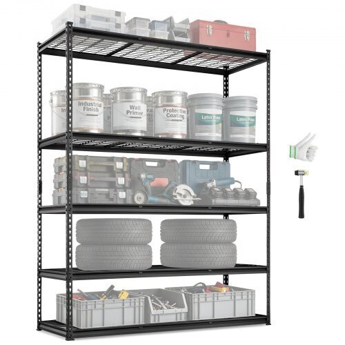 VEVOR Storage Shelving Unit, 5-Tier Adjustable, 2000 lbs Capacity, Heavy Duty Garage Shelves Metal Organizer Wire Rack, Black, 60" L x 24" W x 78" H for Kitchen Pantry Basement Bathroom Laundry Closet, New in Box $299