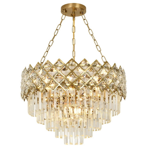 Mercer41 15-Light Adjustable Crystal Chandelier, Copper Finish &ndash; 3-Color Switchable, 22.8"-59.2" Height, Sloped-Ceiling Ready, New in Box $1,199
