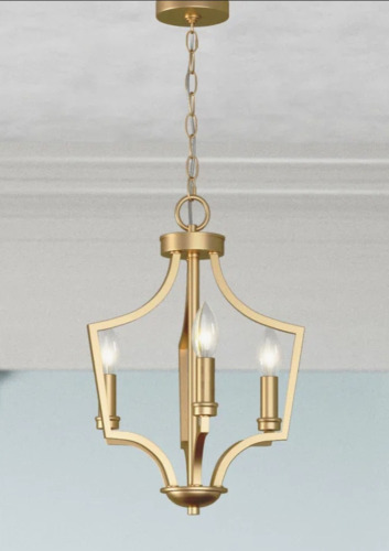 Mercer41 Loray 3 - Light Iron Dimmable Lantern Square / Rectangle and Geometric Chandelier New In Box $299