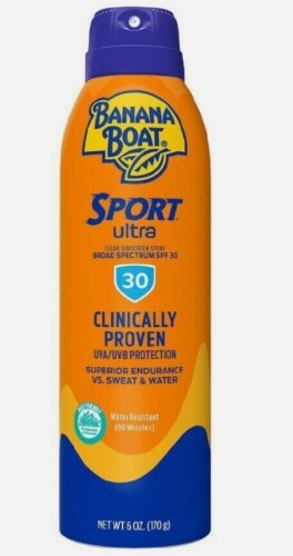 Banana Boat Sport Ultra Clear Sunscreen Spray SPF 30, 6 oz New Best by 10/2027