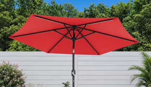 JOYESERY 7.5 ft. Patio Market Umbrellas with Crank and Tilt Button in Chili Red New In Box $299