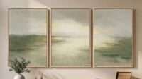 Cuspin Large Framed Sage Green Abstract Landscape Wall Art for Living Room, 24x36 Green Nature Pictures, Wood frame, 3 Piece Paintings New In Box $299