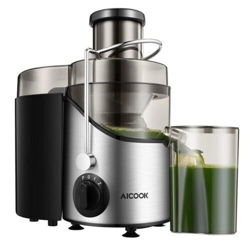 AICOOK Juicer Machine for Whole Fruits and Vegetables, 3 Speeds Centrifugal Juicer Extractor, Easy to Clean with 3" Wide Feed Chute, Stainless Steel Juicer BPA-Free $199