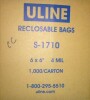 ULINE 6 x 6" 4 Mil Reclosable Bags, 1000 Count New In Box - 2