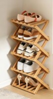 LUOLUO 5-Tier Foldable Shoe Rack, Bamboo Shoe Organizer Storage for Entryway Closet, Free Standing, Natural New In Box $79
