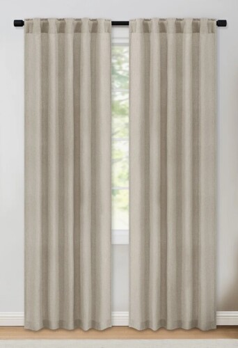 Gracie Oaks Toyoko Linen Blend Semi-Sheer Back Tab Curtains (Set of 2) 52" x 96" New $89