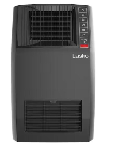 Lasko 1500-Watt 20 in. Black Electric Console Ceramic Space Heater with Tip-Over Switch, Adjustable Louvers, Timer, Remote On Working $199