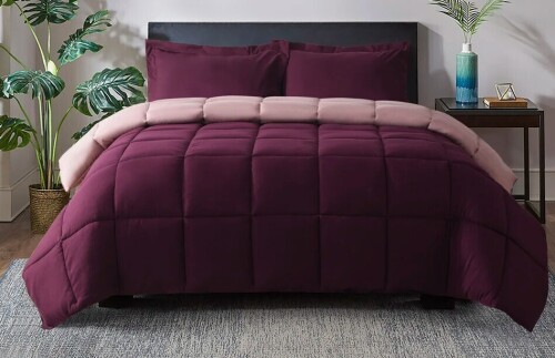Homechoice International Group Queen Size 3-Piece All Season Reversible Down Alternative Comforter Set with Shams - Breathable, Soft, Fluffy $199