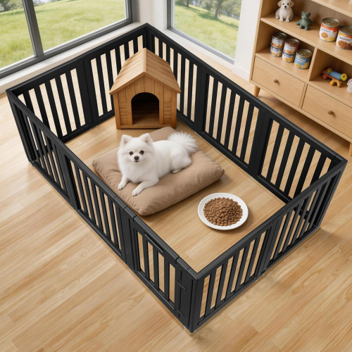 LoveTail Dog Playpen Indoor, Puppy Playpen, Black 23.6" H, 10 Panels New Open Box $299