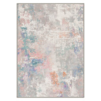 17 Stories 6' x9' Pavelina Abstract Watercolor Machine Washable Beige / Pink / Green Indoor Area Rug with Non-Slip Backing New $299