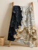 Design Art Abstract Cream And Black Liquid Paint - Coastal Fleece Throw Blanket $89