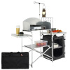 VEVOR Camping Kitchen Table, Folding Outdoor Cooking Table with Storage Carrying Bag, Aluminum Cook Station 1 Cupboard & Detachable Windscreen, Quick Set-up for Picnics, BBQ, RV Traveling, Black New In Box $299
