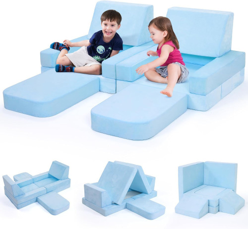CoziBB Modular Kids Play Couch Convertible - Toddler & Child Sofa DIY Creativing Play Couch for Playroom Bedroom Nursery Freely Removable Versatile Fold Kids Sofa for Playing, Creativity, Sleeping New In Box $99