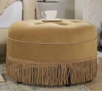 Jennifer Taylor Home Yolanda 24" Round Upholstered Accent Ottoman, Gold New in Box $399