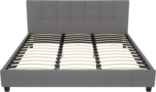 DHP Upholstered Bed, Fabric, Gray, King, (2 Boxes), New in Box $599