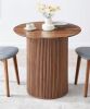 Athmile Wood 31.49 in. Walnut Pedestal Base Round Dining Table Seats 2, New in Box $399