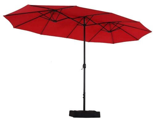 Sophia & William 15FT Outdoor Patio Umbrella Extra Large Double Sided Garden Umbrella with Crank Handle, Base Included, Red New in Box $499