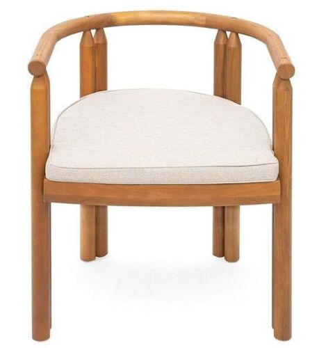 Ebern Designs Krystof Acacia Wood Dining Armchair With Curved Backrests & Cushion $299