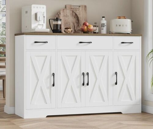 Gracie Oaks Adra 55.1'' Sideboard with 3 Drawers, Adjustable Shelves New in Box $599
