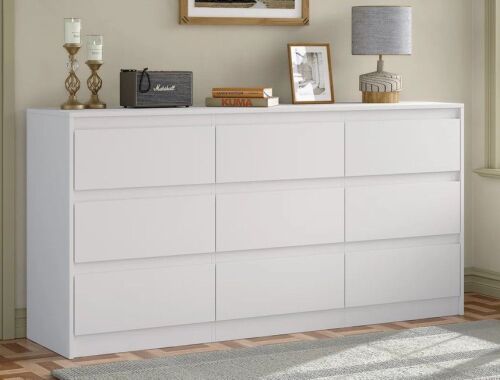 Ebern Designs Teasley 9-drawer Dresser, 63" W Double Dresser in White New in Box $499