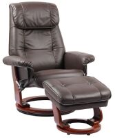 BenchMaster Ventura II Kona Brown Swivel Recliner and Slanted Ottoman New in Box $1299