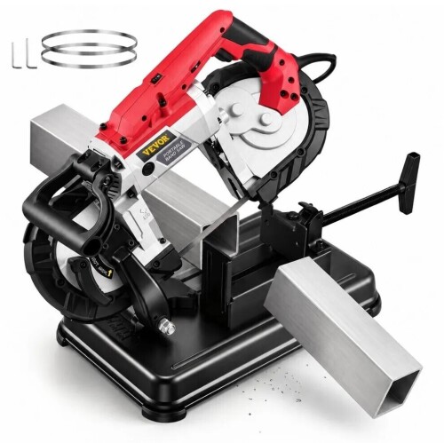 VEVOR Portable Band Saw, 110V 10-Amp Corded Tool with Removable Steel Base, 5-Inch Capacity, 6-Level Variable Speed, 0 to 45 Degree Angle, Deep-Cut Band Saw for Steel, Aluminum, Iron, Wood and PVC New in Box $499