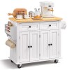 VEVOR Kitchen Island Cart with Solid Wood Top, 35.4" Width Mobile Carts with Storage Cabinet, Rolling Kitchen Table with Spice Rack, Towel Rack, and Drawer, Portable Islands on Wheels, White New in Box $299