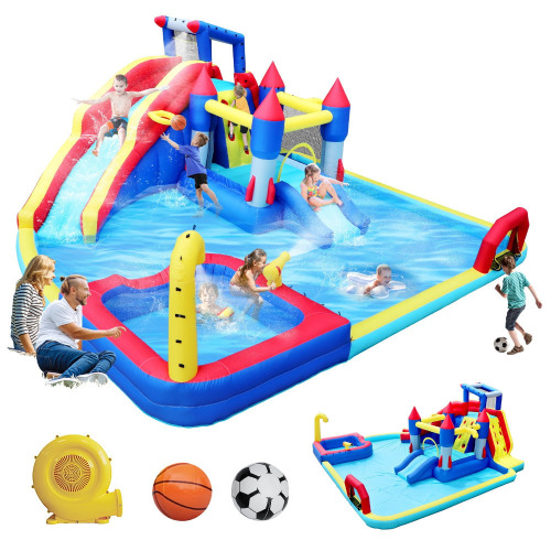 Alvantor 10 in 1 Inflatable Water Slide Bounce House, 161"x126"x73" Large Bouncy Castle with Blower, Kids Water Park with Splash Pool New in Box $899