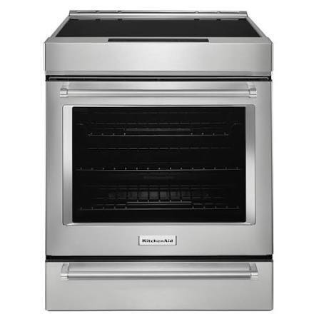 KitchenAid - 30 in. Wide 4 burner 6.4 cu. ft. Self-Cleaning Slide-In Dual Fuel Convection Range - Stainless Steel New $4999