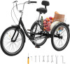 VEVOR Adult Tricycles Bike, 7 Speed Adult Trikes, 24 Inch Three-Wheeled Bicycles, Carbon Steel Cruiser Bike with Basket and Adjustable Seat, Picnic Shopping Tricycles for Seniors, Women, Men (Black) New in Box $599