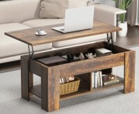 Millwood Pines Lift Top Coffee Table, 4-in-1 Multifunctional Rising Expandable Coffee Table with Hidden Storage, Convertible to Laptop Desk or Dining Table for Living Room, Home Office, Small Spaces - Modern Wooden Center Table with Gas Spring Mechanism,B