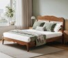 Lark Manor Retro Rattan-wood Blend Solid Rubber Wood Curved Bed Frame With Tool-free Hook And Loop Fastener Assembly & One-piece Silent Support Structure New in Box $599