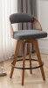 MEKLIBA Counter Height Bar Stool,26.8 Inch H Modern Upholstered Bar Chair, Swivel Counter Stool with Wood Back and Bamboo Legs in Gray New in Box $399