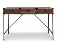 AGH Deco 47 in. Rectangular Brown 3 Drawer Writing Desk with Built-In Storage New in Box $499