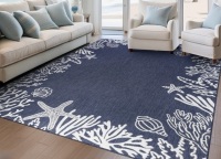 Beachcrest Home Seraphine Indoor/Outdoor Navy Rug 7'10" x 10'2" New $499