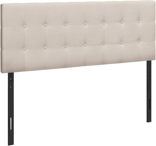 Monarch Specialties Headboard Full Size, Bedroom, Upholstered, Linen Look, Beige, Transitional New in Box $299