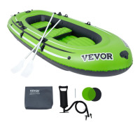 VEVOR Inflatable Boat, 3-Person Inflatable Fishing Boat, Strong PVC Portable Boat Raft Kayak, 45.6" Aluminum Oars, High-Output Pump, Fishing Rod Holders, and 2 Seats, 1100 lb Capacity for Adults, Kids New In Box $499