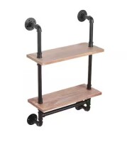Afoxsos Industrial Pipe Shelving Farmhouse Bathroom Shelves with Towel Bar Towel Rack Over Rustic Wall Wood Shelves 19.7 in. New In Box $299