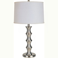 FOSHANZHENGONG 29.5" Tall Steel Table Lamp with Satin Nickel finish, Linen Shade New In Box $299