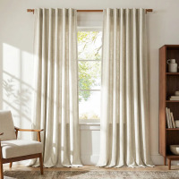 Latitude Run&reg; Faux Linen Blend Curtains Rod Pocket & Back tab Semi Sheer Window Treatments Privacy with Light Filtering for Living Room, 2 Panels, 52" x 96" New $89