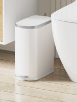 KSSKSS 2.6 Gallon Slim Bathroom Trash Can With Slow-closed Lid, Step Pedal, 9L Stainless Steel Garbage Can With Removable Inner Bucket, Built-in Odor Filter, Small Wastebasket For Bathroom, Toilet, Home Office, Bedroom (White) New In Box $79