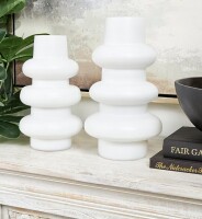 Grayson Lane 2 -Pack White Glass Modern Vase New In Box $99