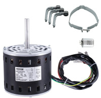 VEVOR 1/2HP Furnace Blower Motor, 208/230V 2.7Amps, 1075RPM 5 Speeds, CW/CCW Rotation, 48 Frame 3.4" Shaft Length, 7.5?F/450V Capacitor + 11" Hold Hoop New In Box $299
