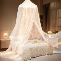 KingSo Bed Canopy with Lights, Bed Canopy with Luminous Stars, Canopy Bed Curtains for Twin to King Size Bed New In Box $89