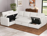 Belffin Modular Sectional Sleeper Sofa with Pull Out Couch, U Shaped Sleeper Pull Out Bed, Convertible Sectional Couches for Living Room, White New in Box $1499