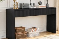 Ebern Designs 55" Fluted Wood Console Table with 3 Drawers, Narrow Sofa Table for Behind Couch, Modern Entryway Table New in Box $499